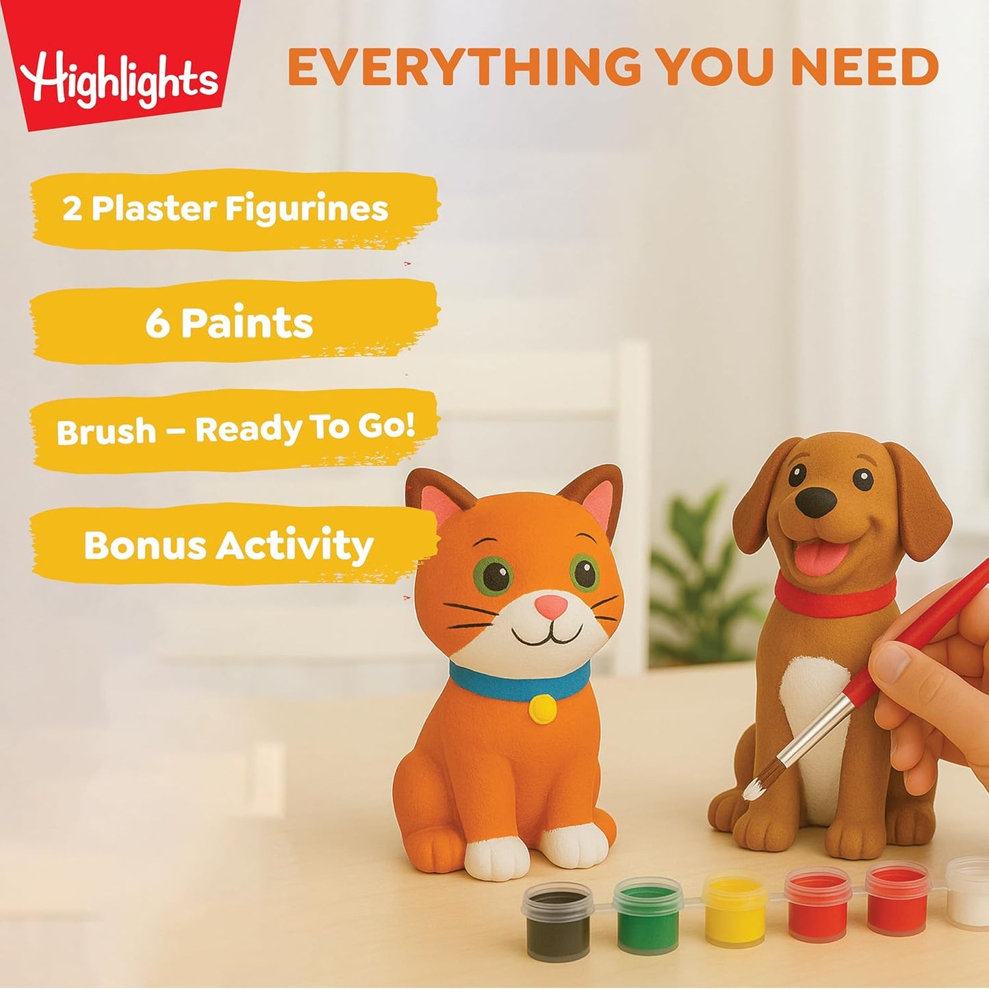 Highlights Paint Your Own Plaster Figurine & Activity Kits – DIY Art Sets with Figurines, Paints, Brush & Bonus Activities – Multiple Themes – Ages 6+