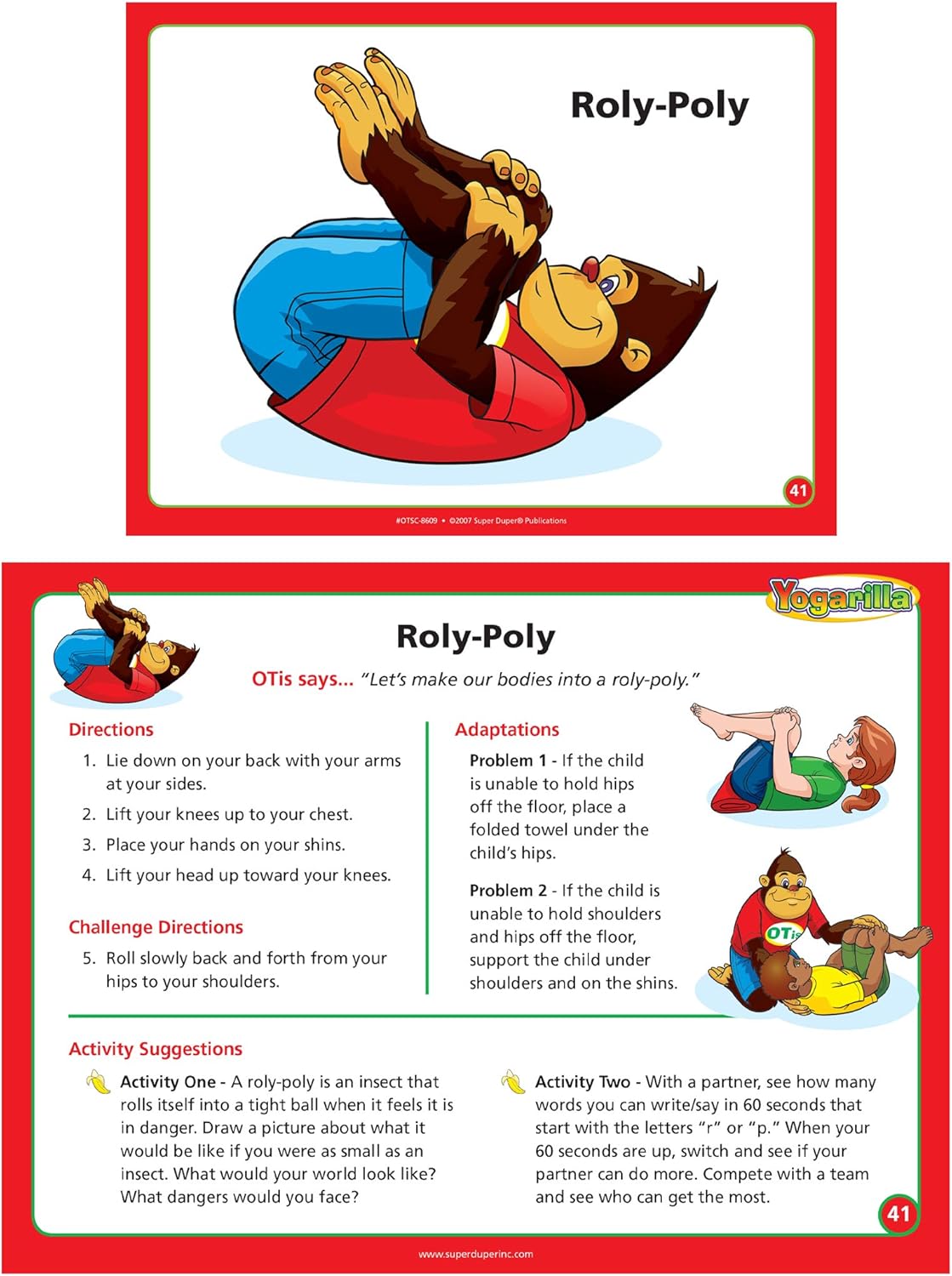 Super Duper Publications | Yogarilla® Exercise and Activities Yoga Fun Deck | Occupational Therapy Flash Cards | Core Strength and Balance Training | Educational Learning Resources or Children