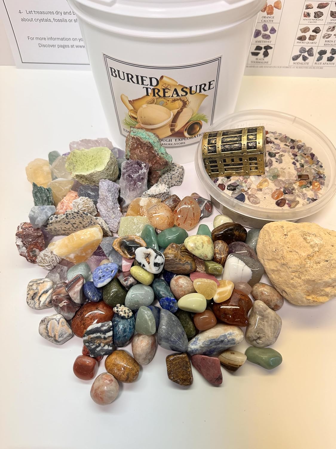 Gallon Raw and Tumbled Gemstone Crystal Mining Bucket/Kids and Adults/Geology/Unique Gifts/Educational/Crackable Geode