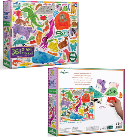 eeBoo 36 Piece Giant Floor Puzzle - Dinosaur Alphabet Children's Puzzle ABC & Dino Themed, Large Pieces for Small Hands to Develop Motor Skills