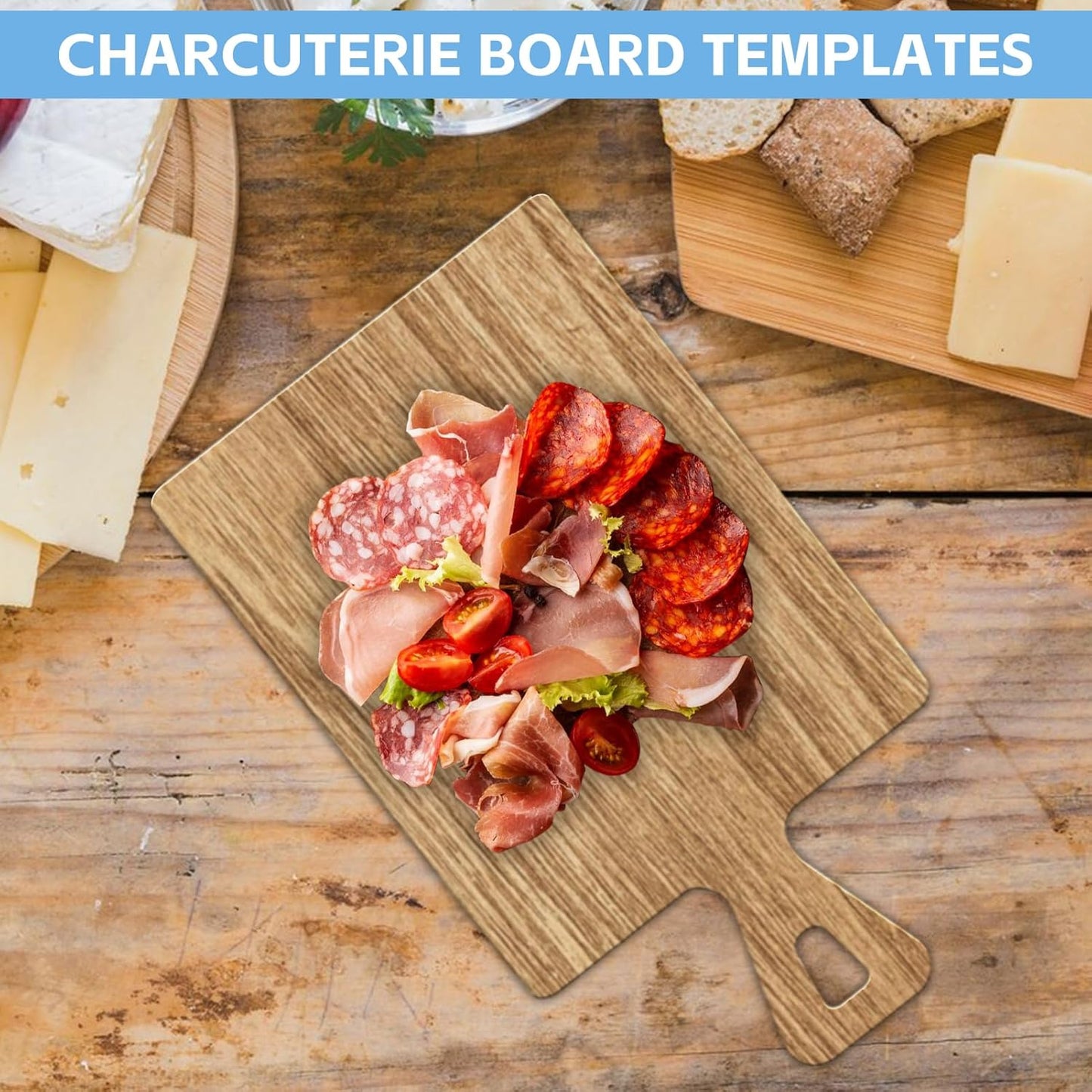 TRINKA Charcuterie Board Template Set - 6 Pcs Acrylic Router Templates for Woodworking | Handle Cutting Board Templates with 4 Pens | Angled Curvy Tracing Stencils Guide Tools for Kitchen