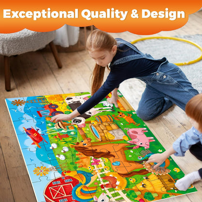 QUOKKA Giant Floor Puzzle for Kids Ages 4-6 – 2x3 Feet Extra-Thick 48 Pieces Toddler Puzzle Ages 3-5 – Bugs Educational Activity for Boys Girls – Premium Box with Sturdy Handle & Magnetic Closure
