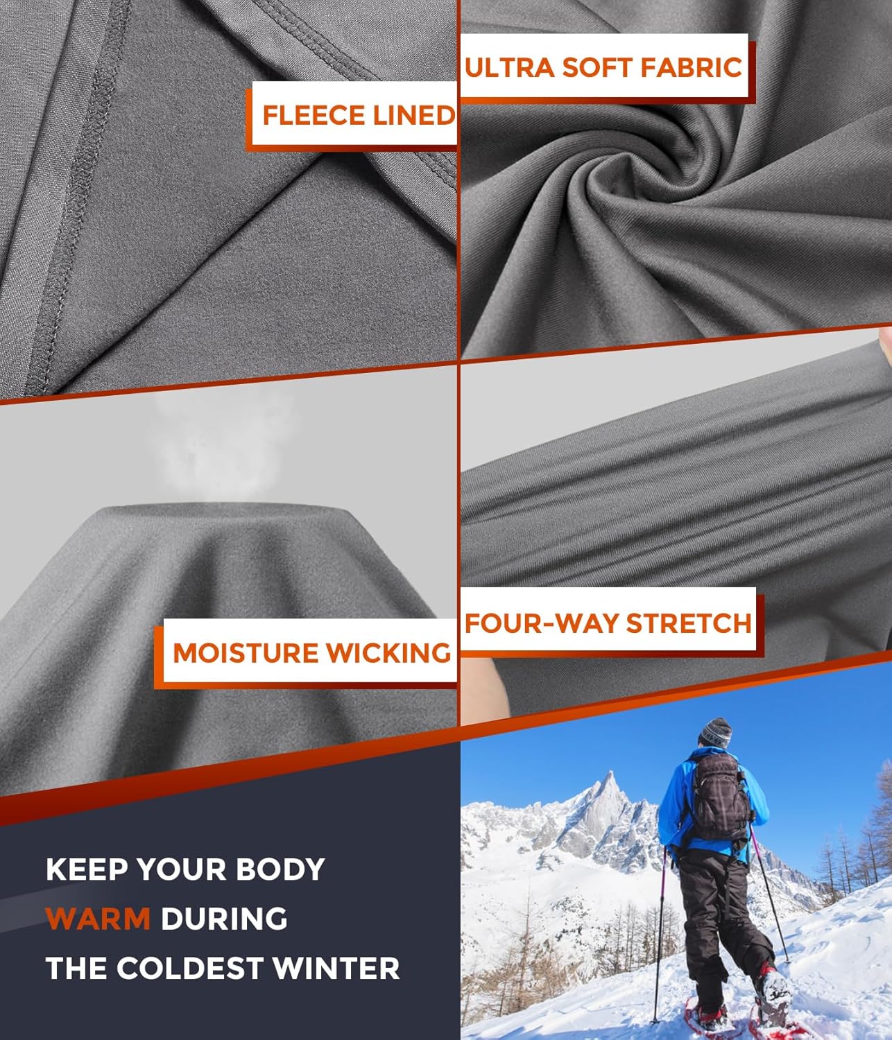 CL convallaria Thermal Underwear Long Johns Set Mens Winter Gift Hunting Gear Sport Base Layer Bottom Top - Colors B