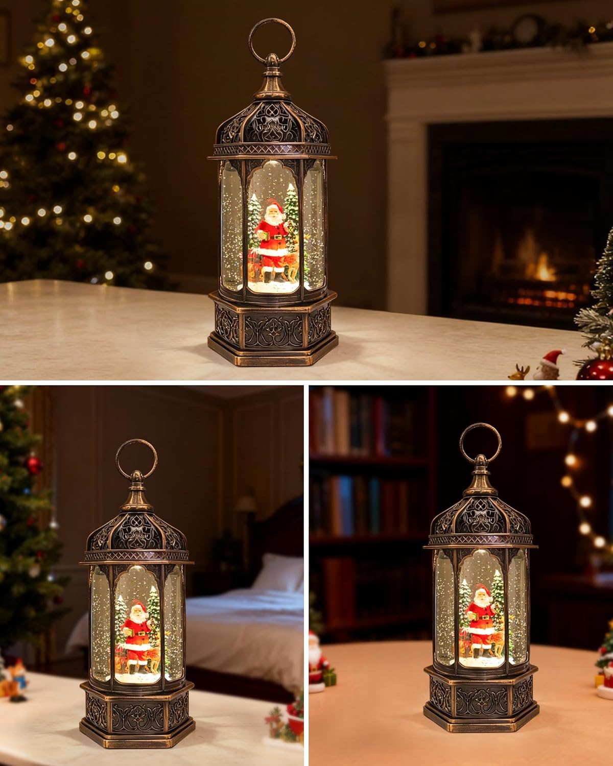 Extra Large Christmas Snow Globes Christmas Lantern, 12.99" Musical Snow Globe with 8 Songs, Santa Snowglobe for Kids Adults, 6H Timer Dual Power, Lighted Christmas Decorations Indoor Gifts