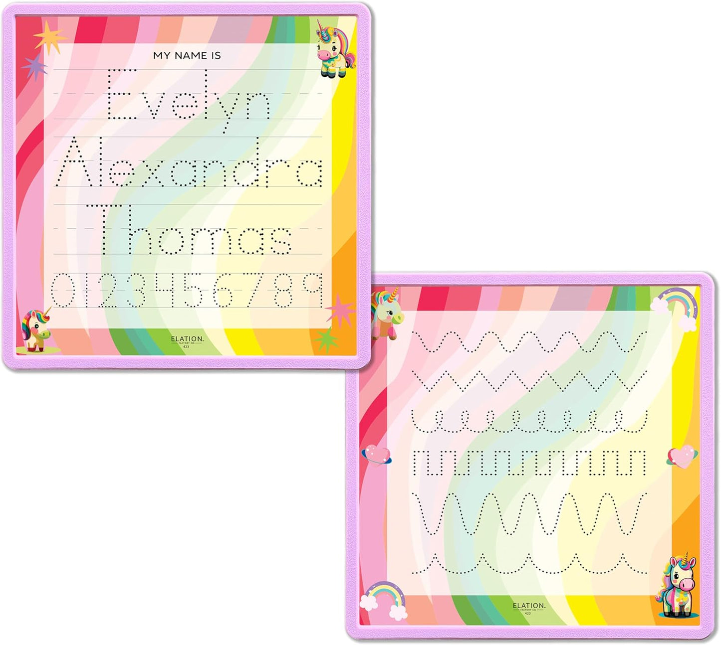 Kid's Name Tracing Board | Dry Erase Letter Tracing | Reusable Name Alphabet Tracing| Number Tracing | Personalized | Baby Unicorn Theme