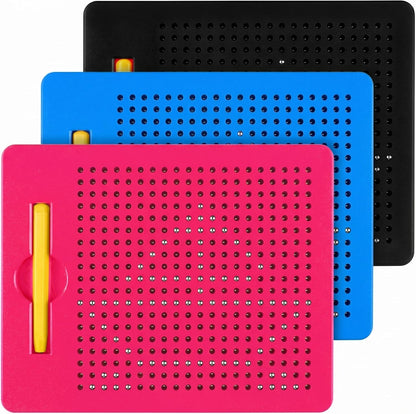 Yexiya 3 Pcs Magnetic Drawing Board for Kids, Toddler Travel Drawing Kit Magnet Sketch Thread Board with Stylus Pen and Beads Toy for Child Quiet Time Activities (7 x 8.5 Inches,Blue)