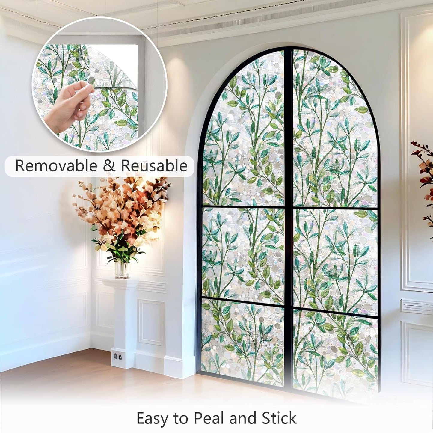 LEMON CLOUD Window Film, Decorative Window Privacy Film, Window Film Privacy Static Cling Frosted, Anti-UV Sun Blocker Heat Control for Home(Grayish Black, 17.5 x 78.7 inches)
