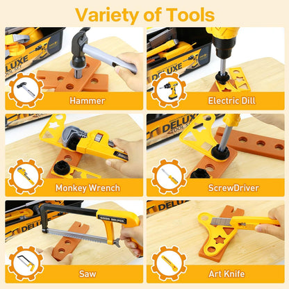 Kids Tool Set – Zealous 48 pcs Toddler Tool Set with Tool Box & Electronic Toy Drill, Pretend Play Kids Toys, Toy Construction Tools for Kids Ages 3,4,5,6,7,8 Years Old (A-Orange)