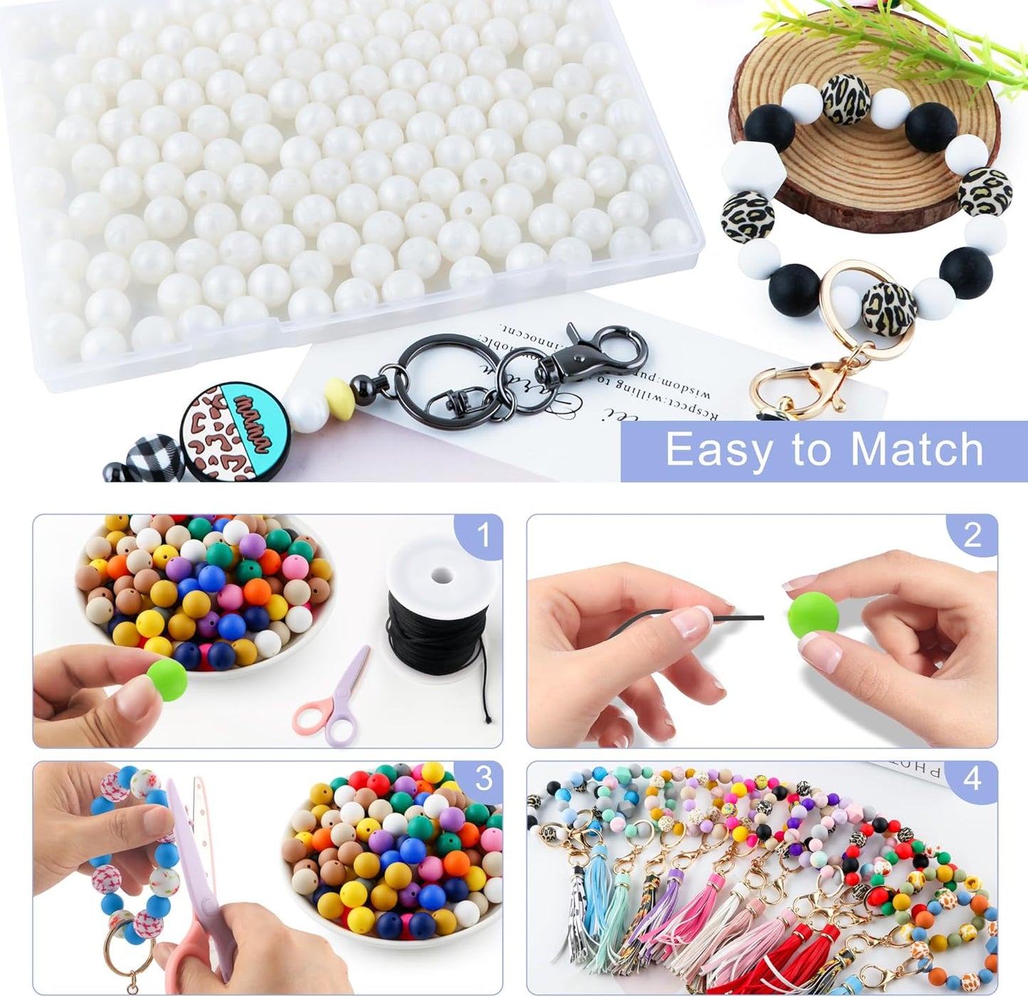 65Pcs 19mm Silicone Beads for Keychain Making Bracelet Necklace, Bulk Round Silicone Beads for Pens（Christmas Green） - Colors B