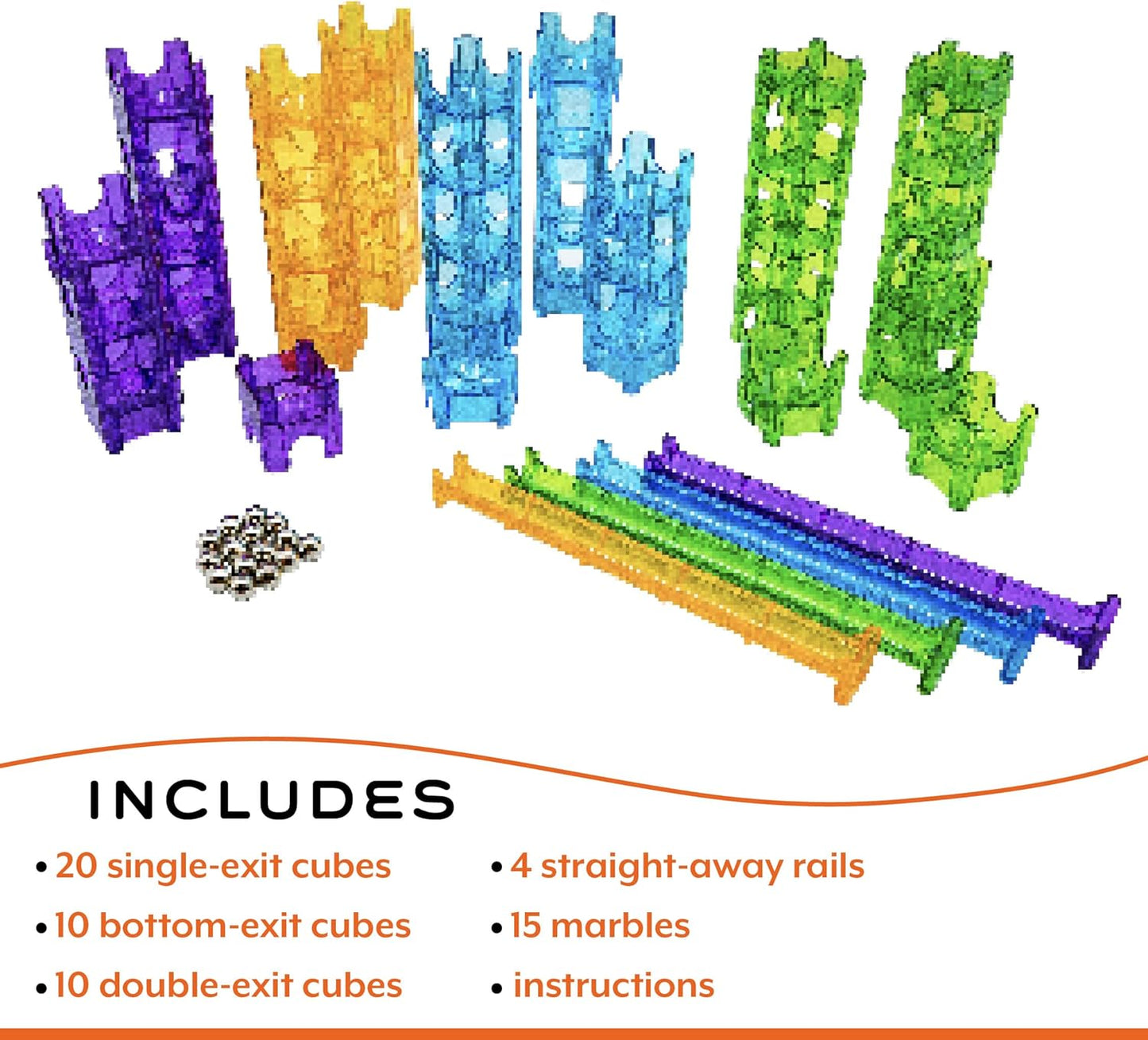 MindWare Q-BA-Maze Rails Creator Set The Next Generation Marble Maze Kids Toys - STEM Marble Run - Recommended for Ages 6+ - Educational Gift for Boys and Girls