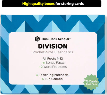 Think Tank Scholar Multiplication Flash Cards (150 Facts) Times Tables Flashcards - All Facts 1-12 for Kids in 3rd, 4th, 5th, 6th Grade - 6 Math Games & Teaching Methods for Classroom/Homeschool