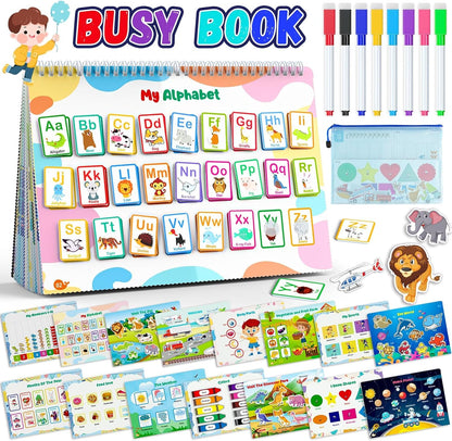 Busy Book for Toddlers 3+, Preschool Learning Activities with 30 Themes Prek Preschool Workbooks, Montessori Educational Learning Toys for Autism Sensory Travel toys,Back to School,Birthday Gifts