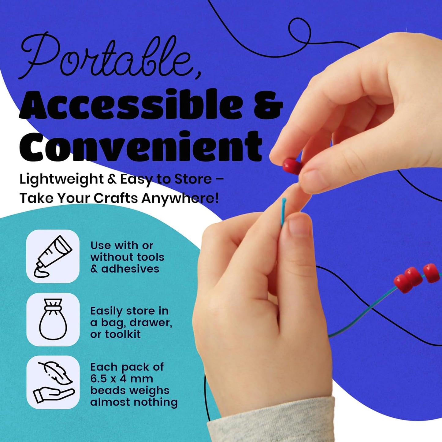JOLLY STORE Crafts - Mini Pony Beads, Easy-to-Use Reusable Jewelry-Making/Bracelet Beads for Art, Craft Decorations & More, 6.5 x 4mm Beads, Crafted in The USA, Opaque Grey, 1000 pcs (Pack of 1)