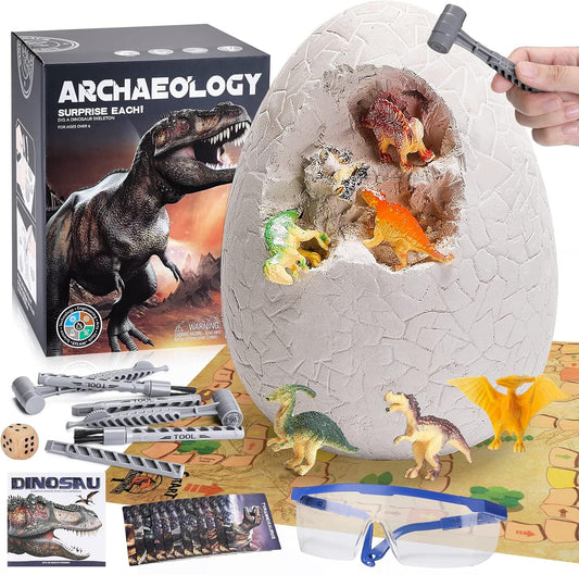 Jumbo Dino Egg Dig Kit, Dinosaur Toys for Kids 5-7, Dinosaur Eggs with 12 Dinosaurs inside, Dino Toy Outdoor Gift with Dinosaur Card, Dinosaur Egg Excavation for Kids Boys Girls Gift 6 and up year old