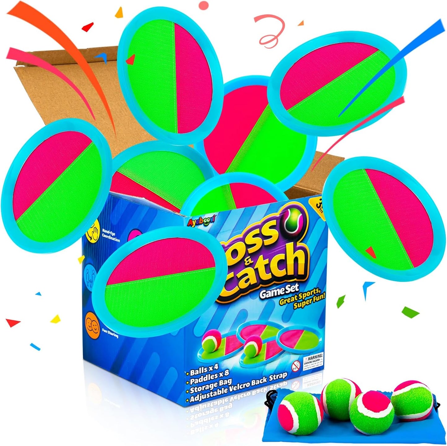 Ayeboovi Toss and Catch Ball Game Outdoor Toys for Kids Yard Games Beach Toys Outside Games for 3 4 5 6 7 8 9 10 Year Old Boys Girls (Upgraded)