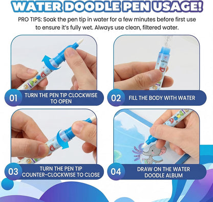 NYXTOB 8pcs Magic Water Book, Magic Water Painting Book, Paint with Water Books for Toddlers 1-3, 8 Painting Themes