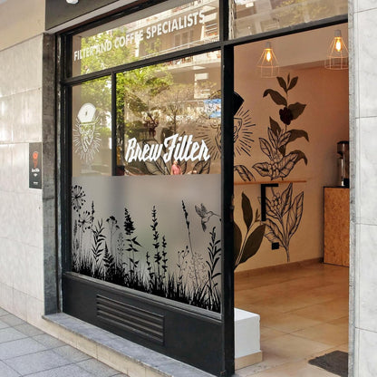 DKTIE Window Privacy Film Flowers Pure White Pattern Stained Glass Window Film Decorative Frosted Glass Window Film Sun Blocking Heat Control Static Cling (A274, 17.5" x 78.7")