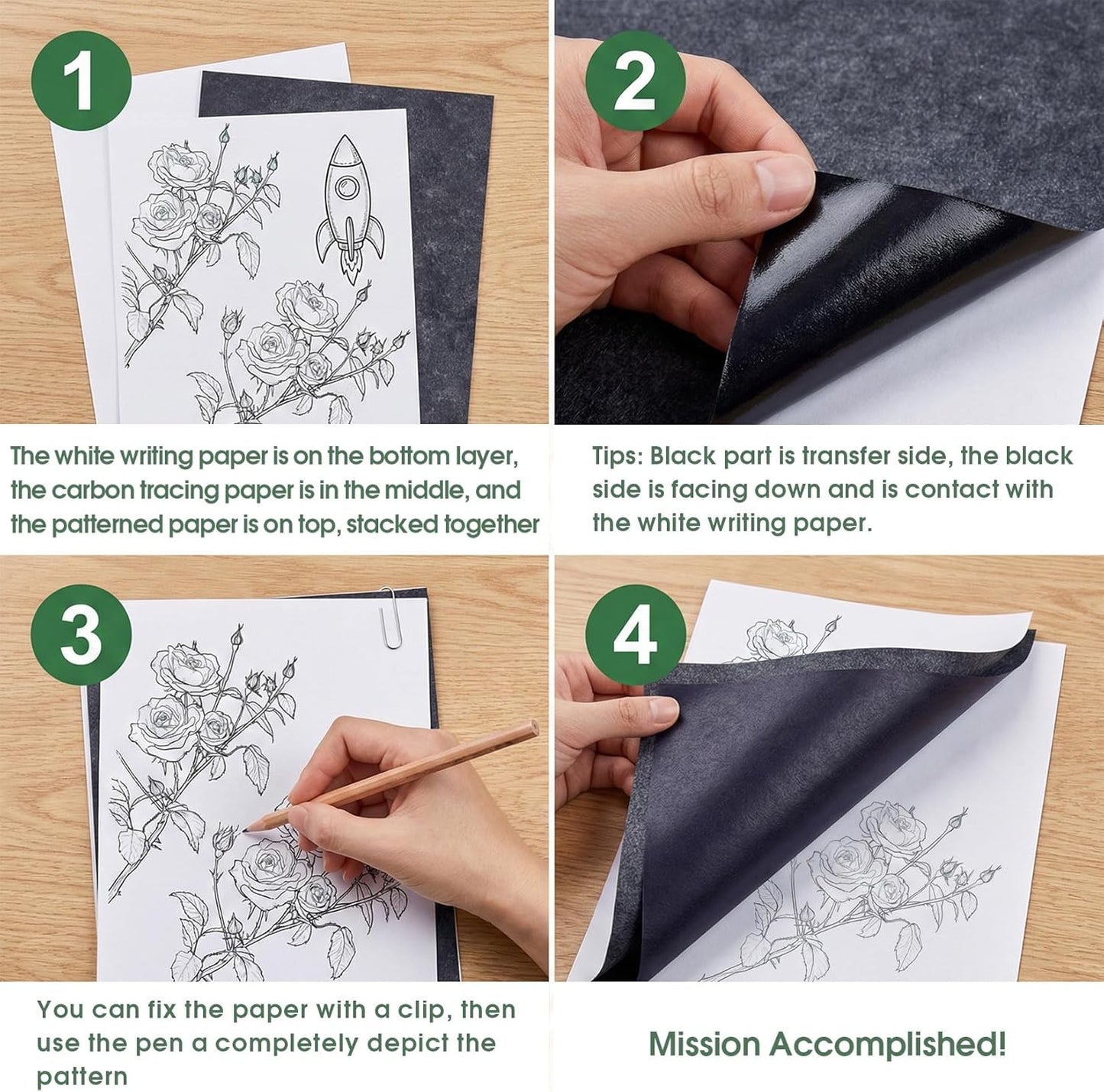 Carbon Paper for Tracing Graphite Transfer-Paper - PSLER 30 Pcs Black Graphite Paper for Tracing Drawing Patterns on Wood Projects Canvas Fabric Artist Lettering Sketch Drawing A4 8.27 X 11.81 Inch