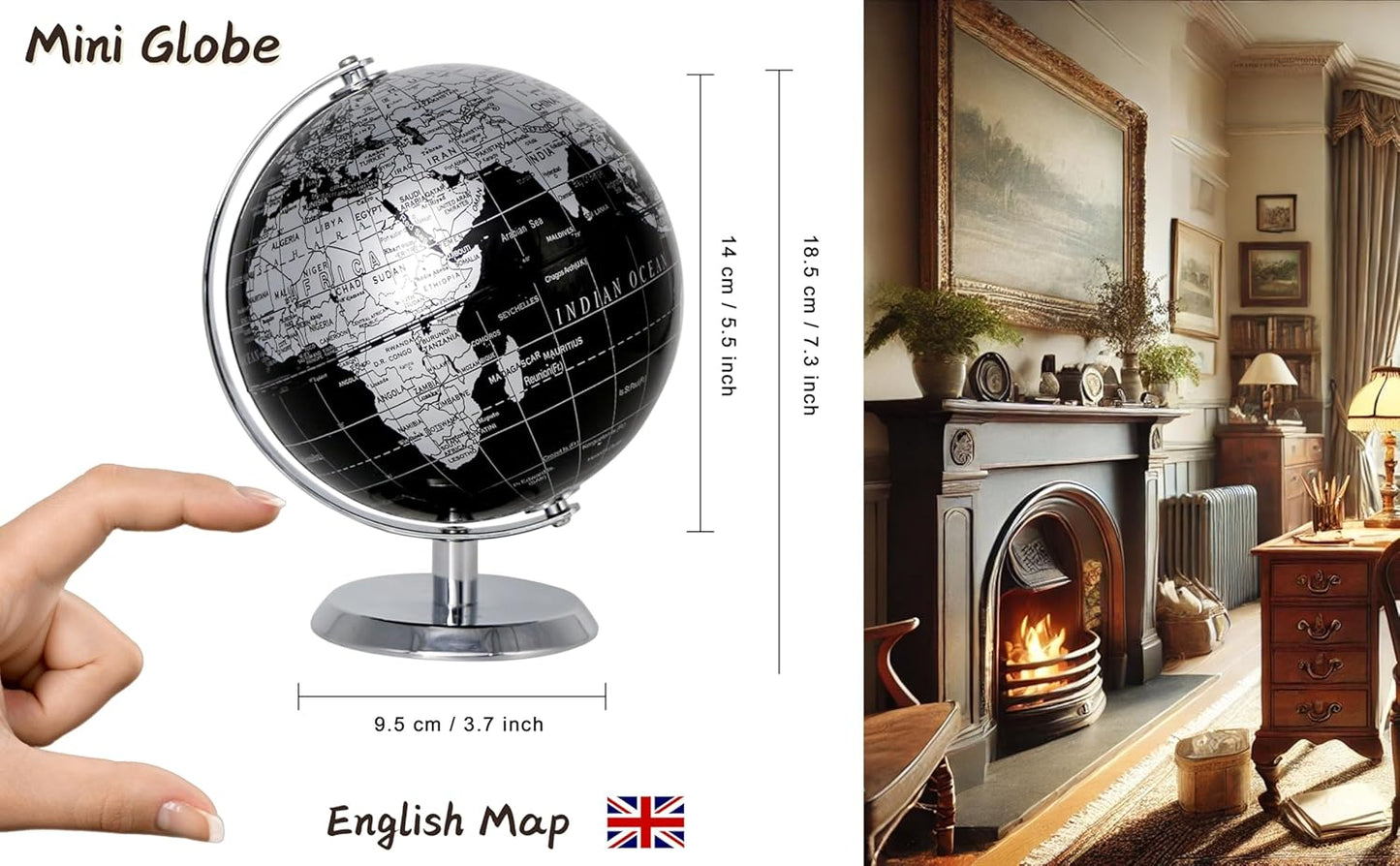 Political Globe Dia 5.5-inch / 14cm- Educational/Geographic - Stainless Steel Arc and Base - School, Home, and Office