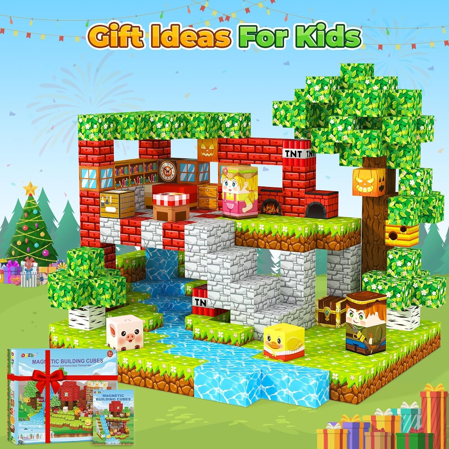 Magnetic Blocks, Magnetic Tiles Building Blocks, Magnet Cubes Toddler Kids Toys, Sensory STEM Toys for 3-5 4-6 5-7 6-8 Year Old Boys Girls Easter Birthday Gifts Travel Outdoor Kids Games (0.8IN/2CM)