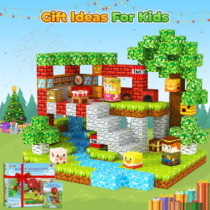 Magnetic Blocks, Magnetic Tiles Building Blocks, Magnet Cubes Toddler Kids Toys, Sensory STEM Toys for 3-5 4-6 5-7 6-8 Year Old Boys Girls Easter Birthday Gifts Travel Outdoor Kids Games (0.8IN/2CM)