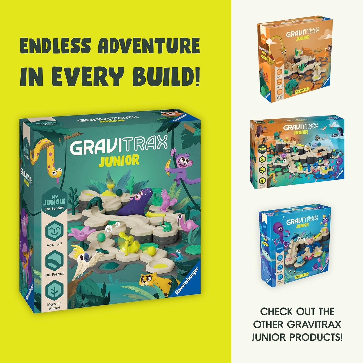 Ravensburger GraviTrax Junior Starter Set - My Jungle - Preschool Marble Run Game - Fun Building Experience - STEM-Friendly, Interactive Learning - MESH Accredited - Kids Age 3 and Older