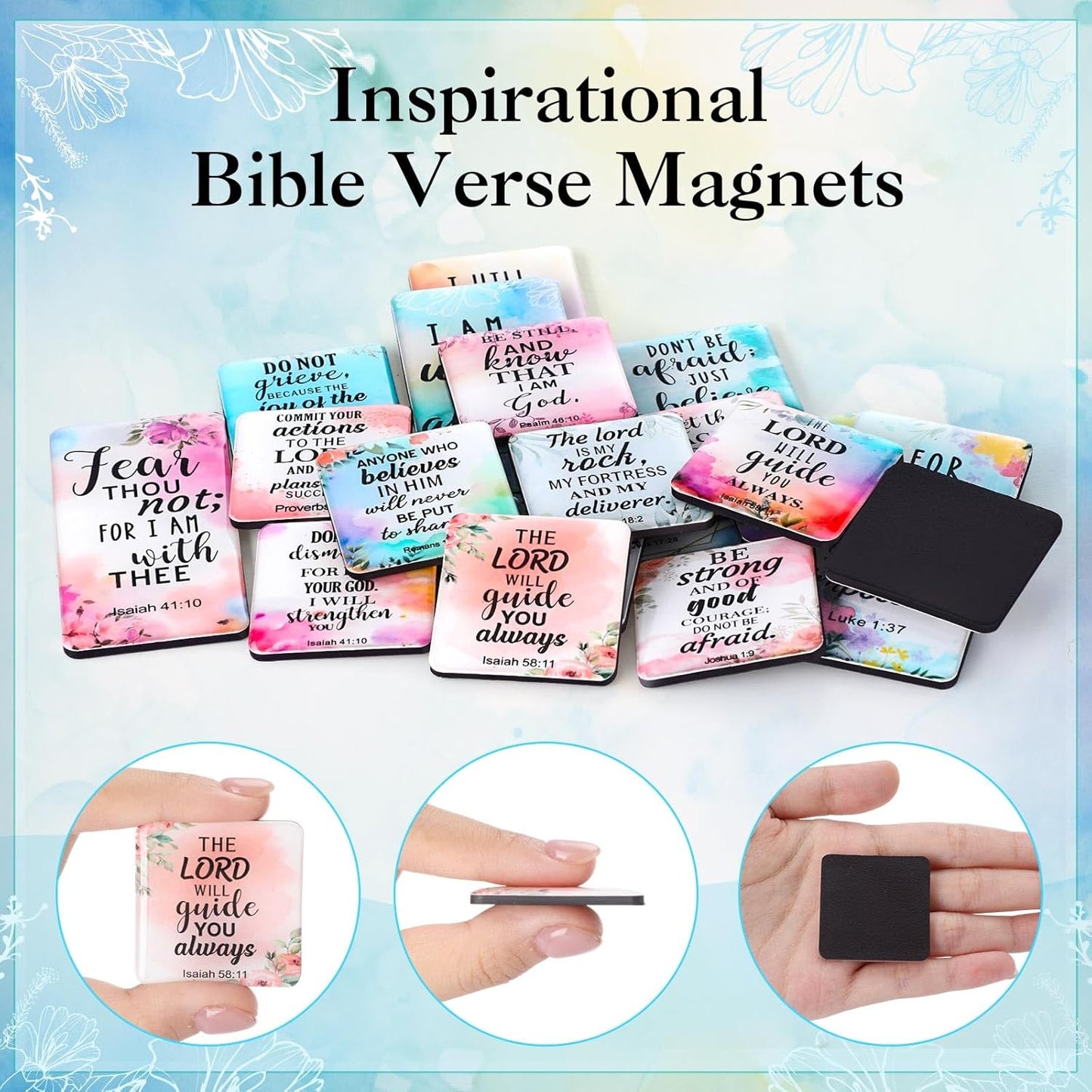 Blosssound 60 Pcs Inspirational Christian Magnets with Bible Verses Religious Refrigerator Magnet Motivational Quotes Fridge Scripture Positive Gifts for Home Office School Locker Decor(Scenery)