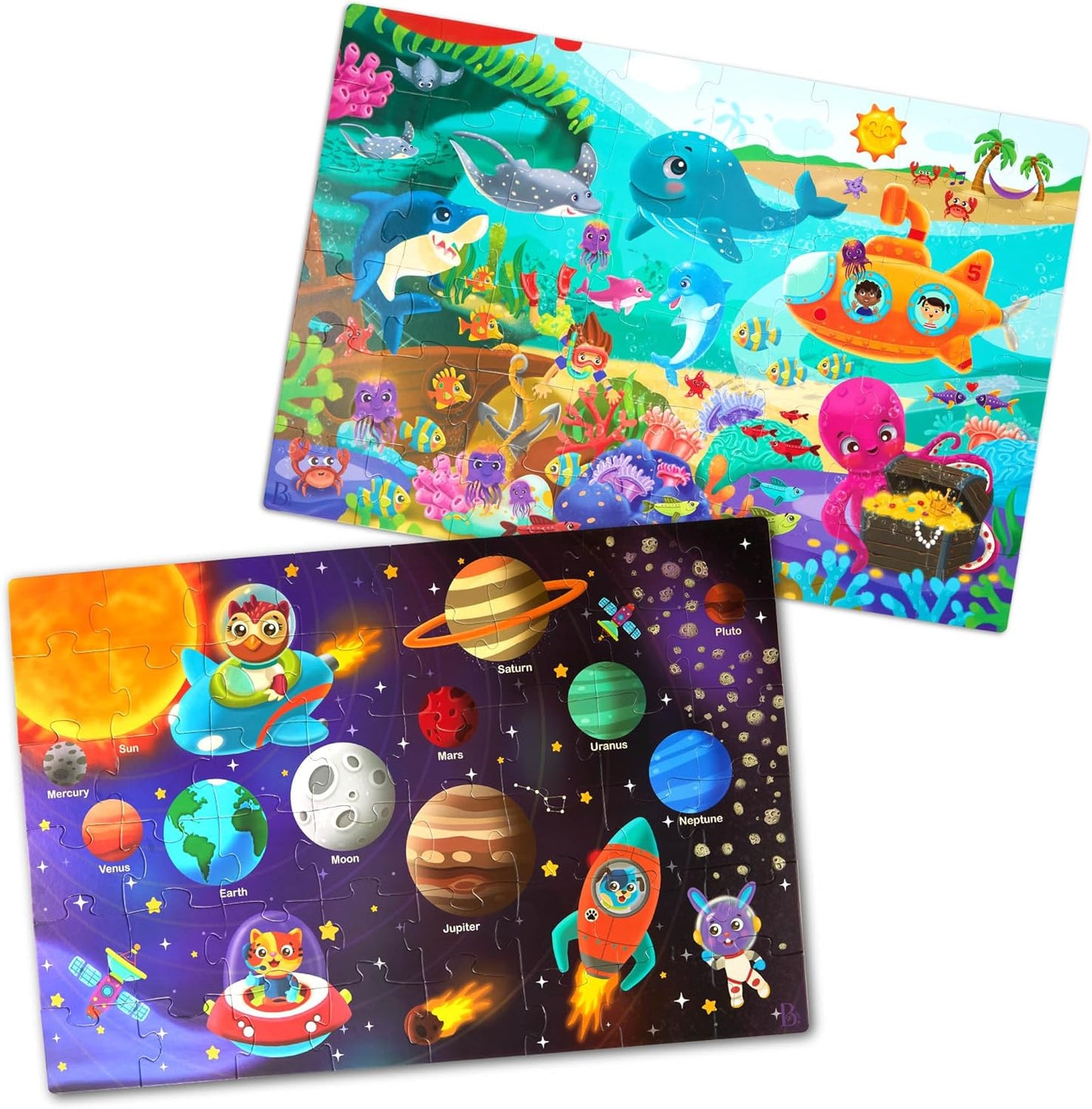 B. toys – Under The Sea Floor Puzzle – Kids Puzzles Jigsaw Puzzles – 48 Pieces Kids Puzzle with Ocean Animals – Educational 24 x 36-Inch Learning Toy for 3+ Years – Colorful Marine Life Adventure-Inch