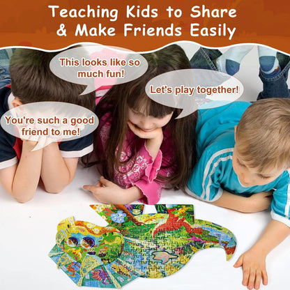 Dinosaur Puzzles for Kids Ages 6-8 Years Old 295 Piece Jigsaw Puzzles Unique Animal Shape Floor Puzzle Ages 8-10 Learning Educational Toys Birthday Gift for Boys Girls Ages 10-12