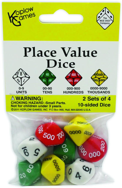Koplow Games Place Value Dice Classroom Accessories, 26mm-1.02in