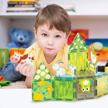 PicassoTiles Magnetic Tiles Magnet Tile Building Blocks Marine Animal World Themed Set with 8 Ocean Character Action Figures STEM Learning Toy Construction Toddlers Boys Girls Ages 3+ PTQ25
