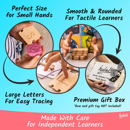Hulats Learn to Write: Portable Wooden Alphabet Letter Tracing Sensory Pad Board - Toddler Writing Practice for Kids Age 3-5, Montessori Toys for 3+ Year Old, Letter Tracing for Kids 3-5 Writing Tools