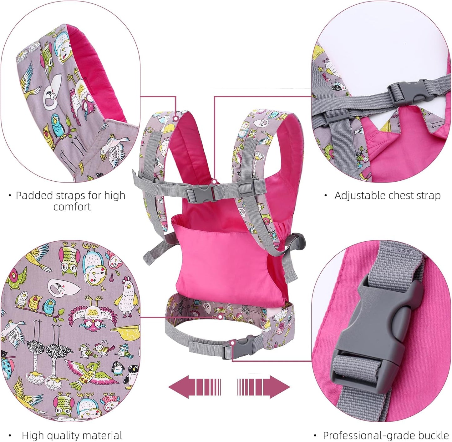 Miracle Baby Doll Carrier for Kids, Front and Back Baby Doll Accessories Backpack Kid Toddlers Play Toy Baby Carriers with Adjustable Straps for Little Girls