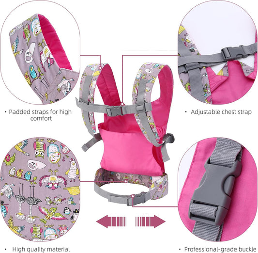 Miracle Baby Doll Carrier for Kids, Front and Back Baby Doll Accessories Backpack Kid Toddlers Play Toy Baby Carriers with Adjustable Straps for Little Girls