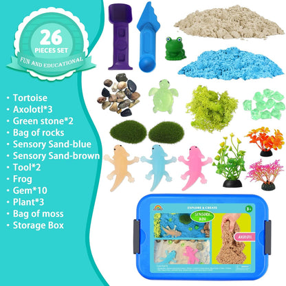 AGENTLAN Ocean Sensory Bin, Ocean Sensory Water Toys with Sea Animal for Toddlers Boys and Girls, Kids Toys Gift Sand Box for Age 3 4 5 6 7 8