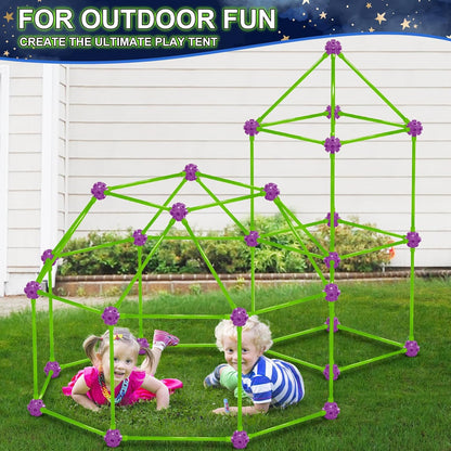 V-Opitos 140 Pack Glow in The Dart Fort Building Kits for Kids Age 4, 5, 6, 7, 8+ Years Old, STEM Building Toys for DIY Castles, Tunnels, Ideal Christmas, Birthday Gifts for Boys & Girls