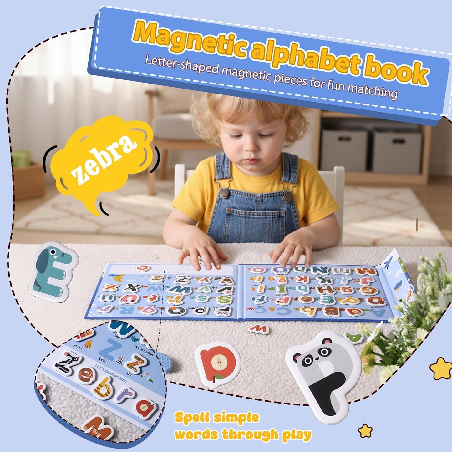 78 PCS Alphabet Magnets for Toddlers 3-5 Years Old - Uppercase & Lowercase Fridge Magnets, Preschool Learning Toys for Refrigerator, Homeschool Supplies & Birthday Party Games for Kids
