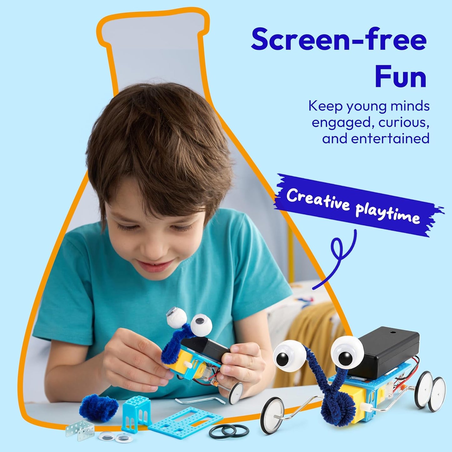 Klever Kits 6 in 1 Electric Robot Kits, Make Your Own Stem Toys for Ages 8-13, Stem Activities Educational Science Kits for Boys and Girls Birthday Gifts