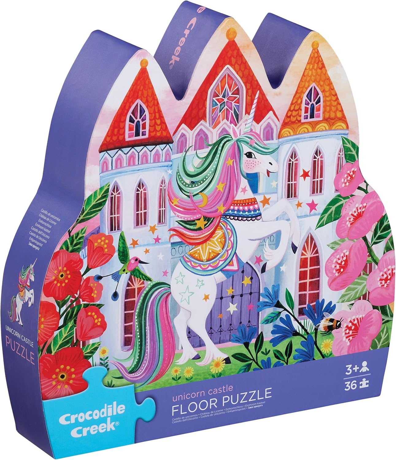 Crocodile Creek 36-Piece Jigsaw Floor Puzzle - Shark Reef - for Kids Ages 3-5 - Heavy-Duty Shaped Box for Storage - 24" W x 18" H Finished
