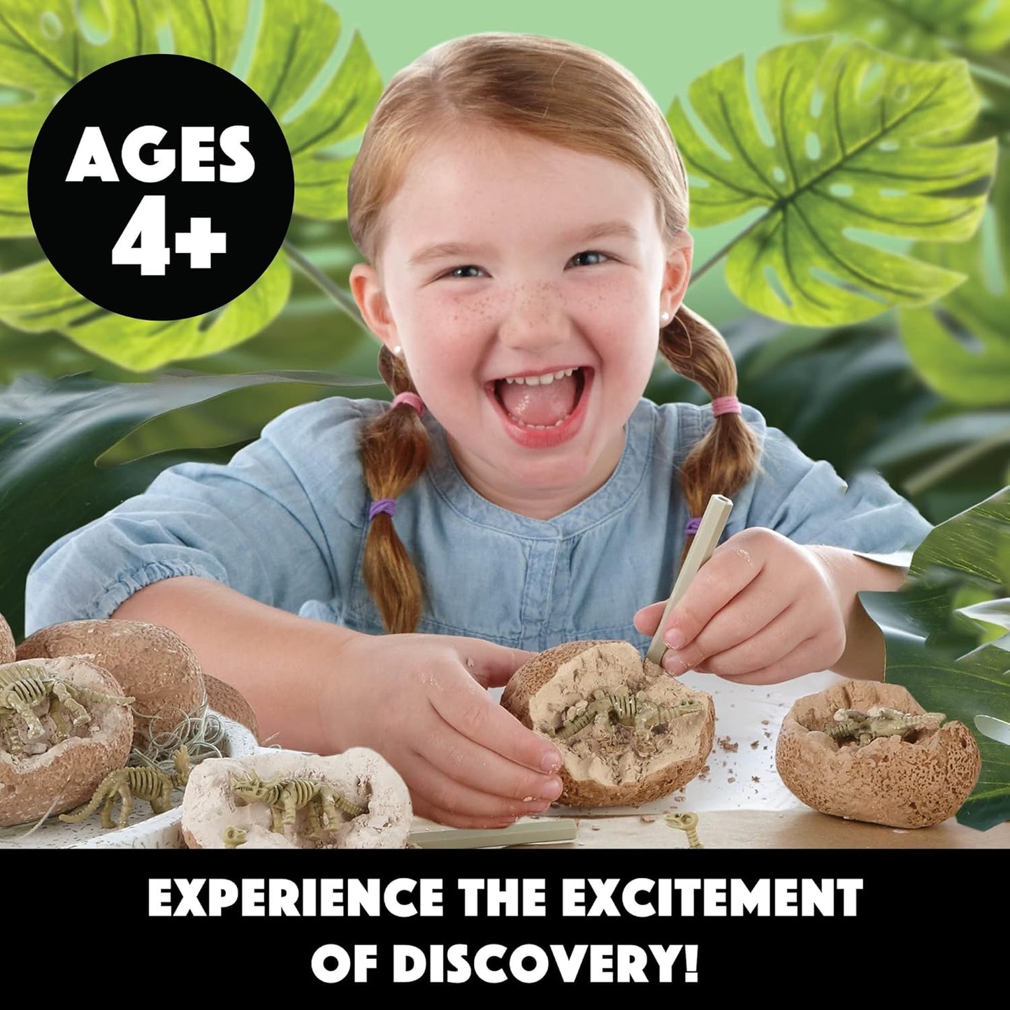 MindWare Dig It Up! Dinosaur Skeleton Eggs Excavation kit - Comes with 12 Clay Eggs, 12 Chisel Tools and 12 Instruction Sheets
