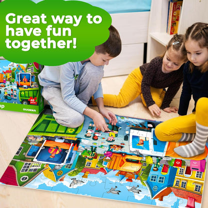 QUOKKA Giant Floor Puzzle for Kids Ages 4-6 – 2x3 Feet Extra-Thick 48 Pieces Toddler Puzzle Ages 3-5 – Construction Educational Activity for Boys Girls – Premium Box with Sturdy Handle & Magnetic
