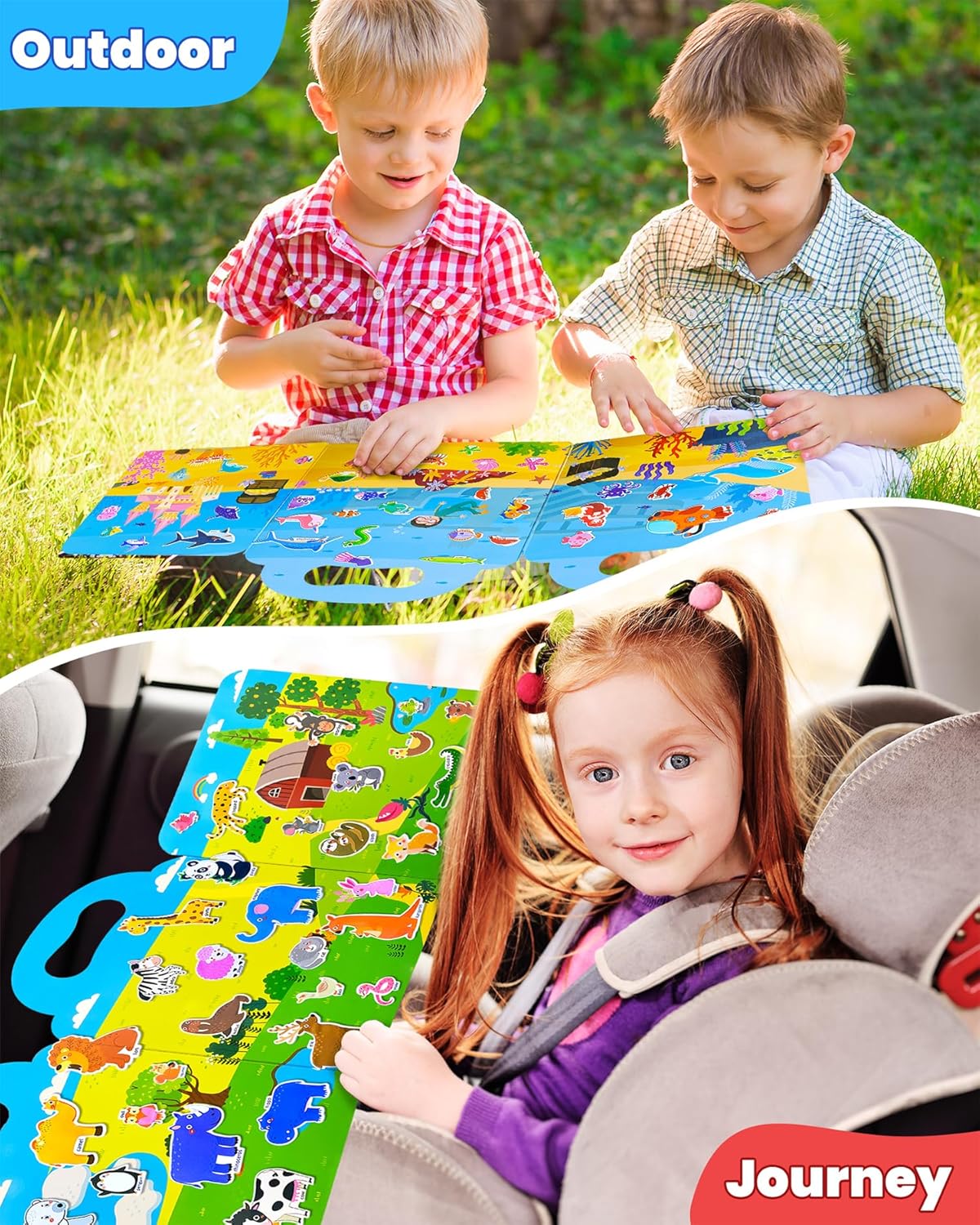 Walenced Reusable Sticker Book for Toddlers, Stickers for Kids, Toddler Sticker Book, Toddler Craft Activities, Toddler Travel Toys Ages 3 and Up Boy Girl Birthday Gifts
