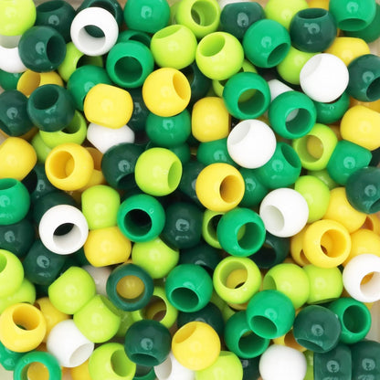 300 Acrylic Large Hole Beads for Crafts and for Hair 10mm x 12mm Acrylic Barrel Beads with 5.7mm Large Hole, Glossy Primary Assortment