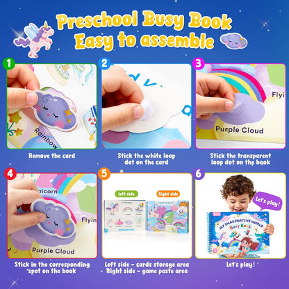 JoyCat Preschool Busy Book for Toddlers 3-5, Dual-Language Learning Activities, Educational Sensory Toys, Autism Learning Materials for Boys & Girls (Daily Life)