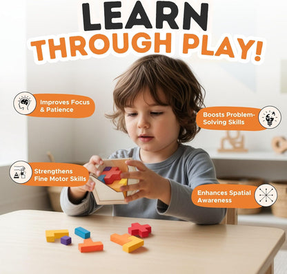 Zen Fun Wooden Brain Teaser Puzzle Cube - Montessori Toy Colorful Cube Puzzle for Kids Ages 5-7 and Easy Mind Puzzle for Adults - 20 Pieces
