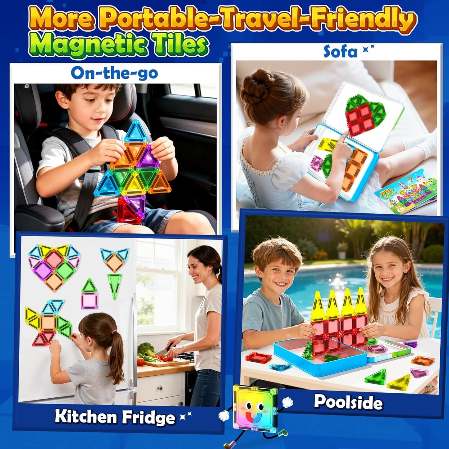 Magnetic Tiles Toddler Toys Magnetic Building Blocks for Kids Ages 3-12 STEM Educational Toys for Girls & Boys Sensory Toys for Kids with Autism Classroom Must Haves Outdoor Toys