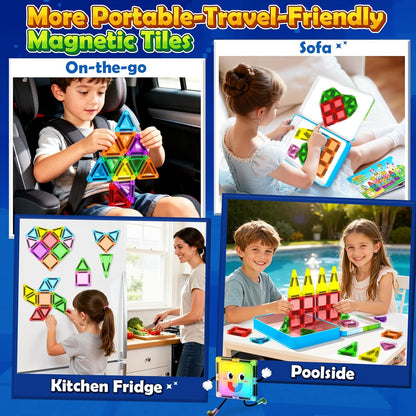 Magnetic Tiles Toddler Toys Magnetic Building Blocks for Kids Ages 3-12 STEM Educational Toys for Girls & Boys Sensory Toys for Kids with Autism Classroom Must Haves Outdoor Toys