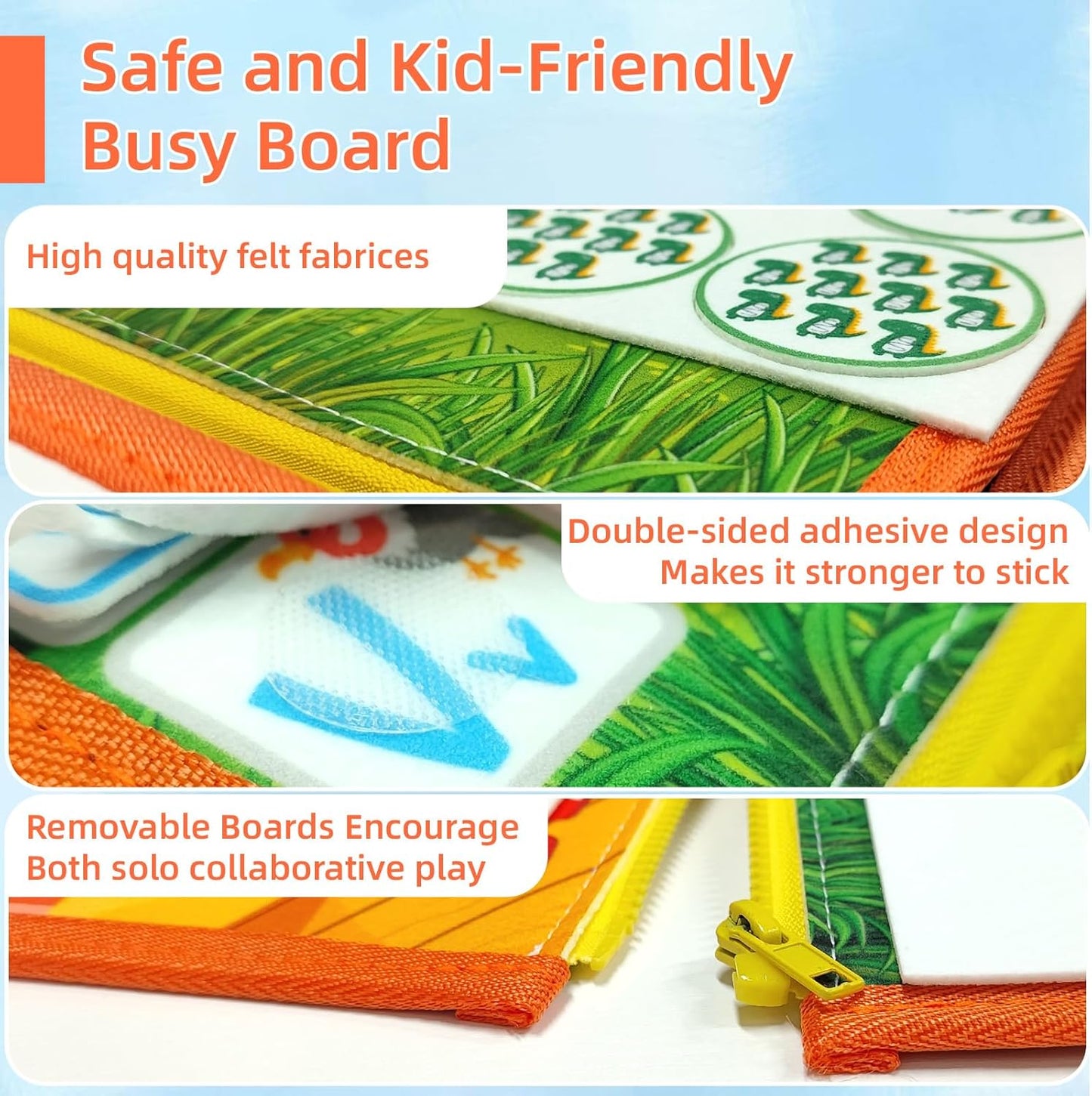 Montessori Busy Board - 8-in-1 Sensory Activity Book with Detachable Pages, Travel-Friendly Learning Toy for Fine Motor Skills & Preschool Education