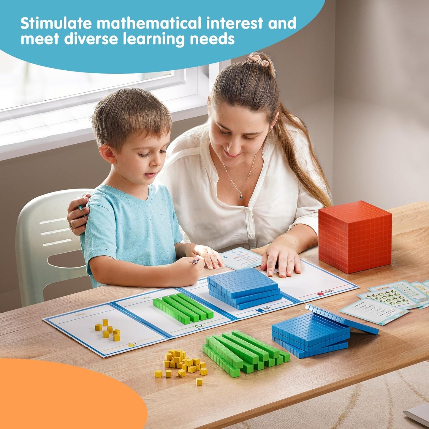 Set of 2 Base Ten Blocks Plastic 306 pcs Place Value Blocks Math Manipulatives Kindergarten Counting Cubes for Kids Math Early Counting Math Toy for 1st Grade