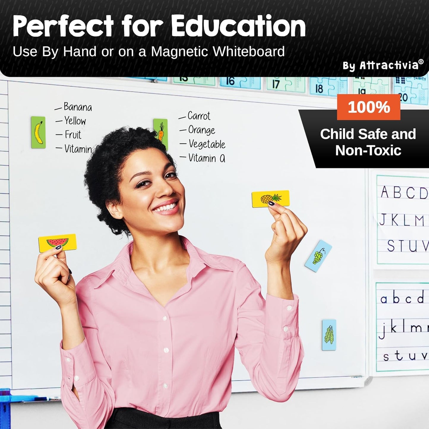 Attractivia Dry Erase Magnetic Labels 7.3 x 5.6 in, Dry Erase Magnets, 20-Pack, White Erasable Write-On All-Purpose Labels, for Office, Education, Home, Whiteboard